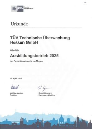 IHK Urkunde Ausbildungsbetrieb 2024